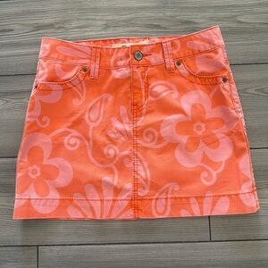 Vintage Y2K 2006 GAP Orange and pink floral low rise mini skirt